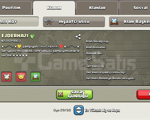 12 seviye kristal lig 1 de klan