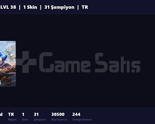 TR/ 38 LVL + 1 SKİN + FRESH + RANK HAZIR + ONAYSIZ