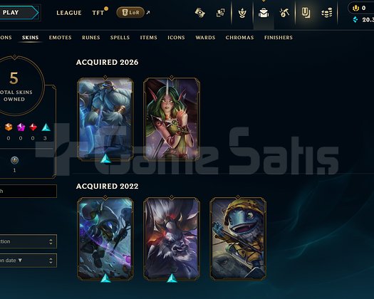 EUW Gold 1 | 5 Kostüm - 20K Mö | LoL Hesap