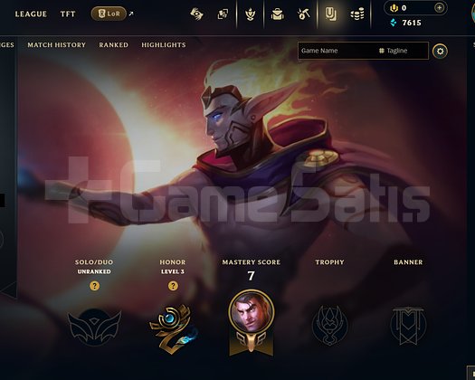 EUW Unranked | 7 Kostüm - 40 Hero | LoL Hesap