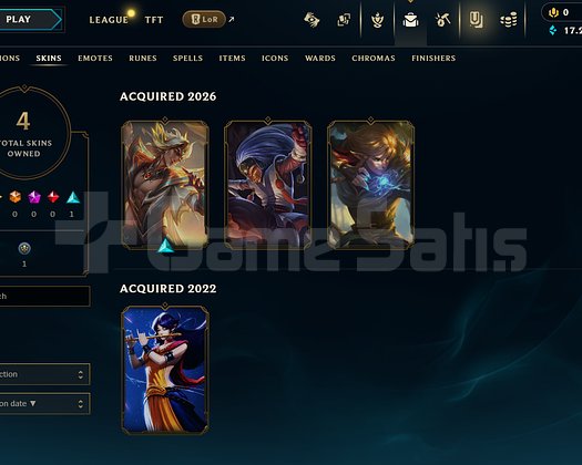 EUW Silver 2 | 4 Kostüm - 17K Mö | LoL Hesap