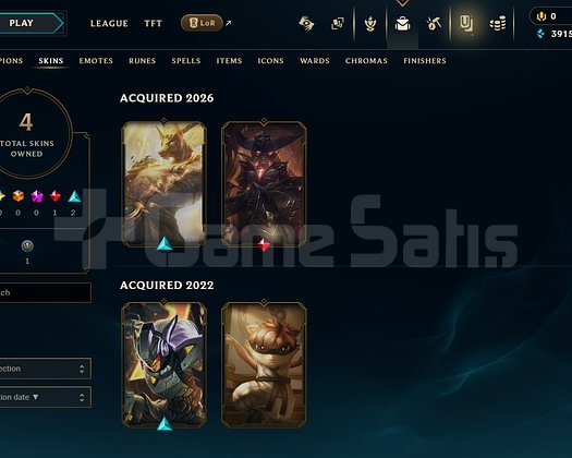 EUW Unranked | 4 Kostüm - 35 Hero | LoL Hesap