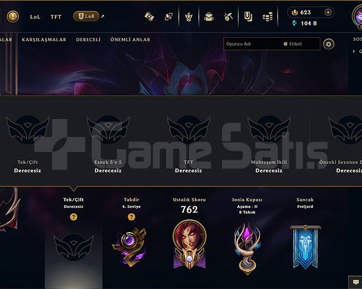 625 KOSTÜM 104K ÖZ UNRANKED EFSANE DOLU MAİL HESAP