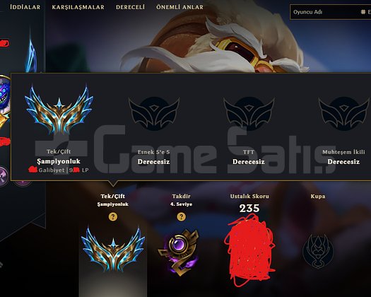 TR 127 ŞAMPİYON 35SKIN SEASON2 SIMGELİ CHALL900+LP