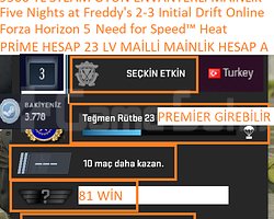 PRİME HESAP 23 LV Forza Horizon 5 NFS HEAT 9500 TL