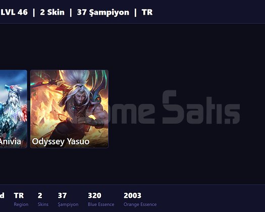 TR / 46 LVL + 2 SKİN + RANK HAZIR !!