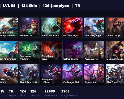 TR / 95 LVL + 124 SKİN + BRONZE IV !!