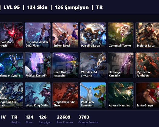 TR / 95 LVL + 124 SKİN + BRONZE IV !!