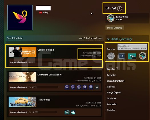 TR HESAP+FACEİT+4 MADALYA 38 WİN 215 SAAT SEÇKİN