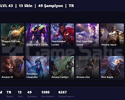 TR / 43 LVL + 13 SKİN + RANK HAZIR !!