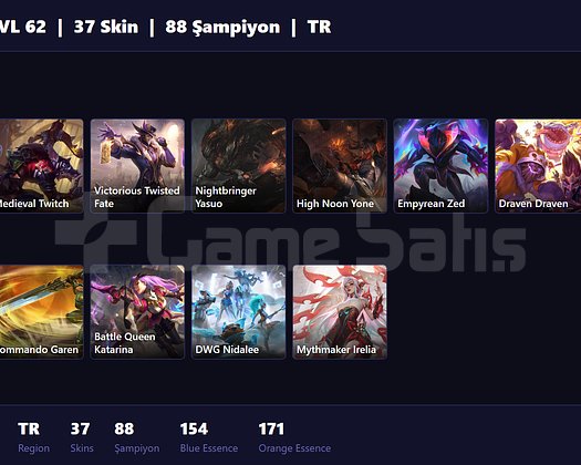 TR / 62 LVL + 37 SKİN + SILVER I !!