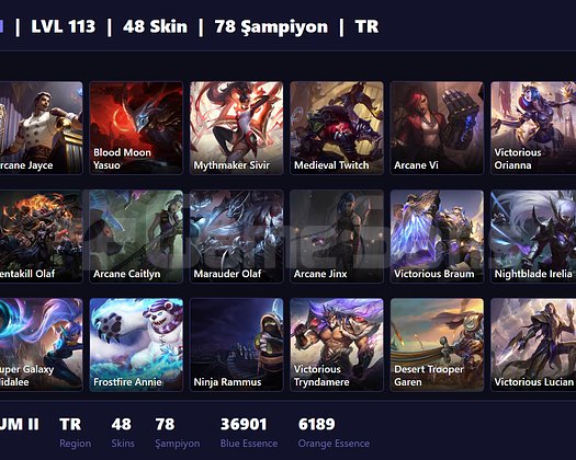TR / 113 LVL + 48 SKİN + PLATINUM II !!