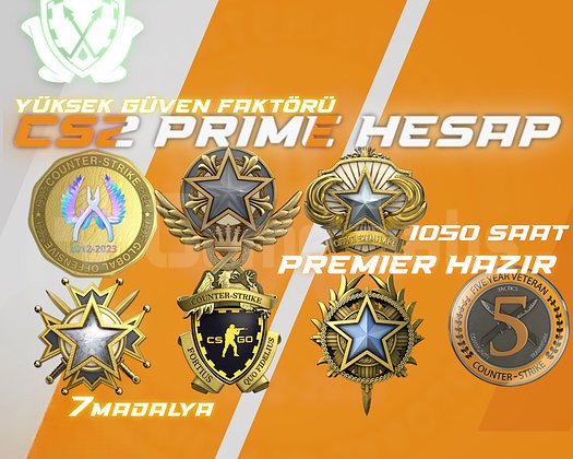 7 MADALYA + 1055 SAAT + FACEIT + PREMIER HAZIR CS2