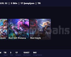 TR / 32 LVL + 3 SKİN + UNRANKED !!