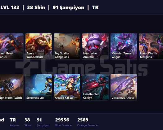 TR / 132 LVL + 38 SKİN + UNRANKED !!
