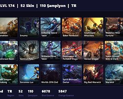 TR / 174 LVL + 52 SKİN + PLAT MMR !!!
