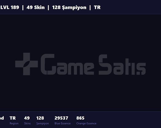 TR / 189 LVL + 49 SKİN + PLAT MMR!!