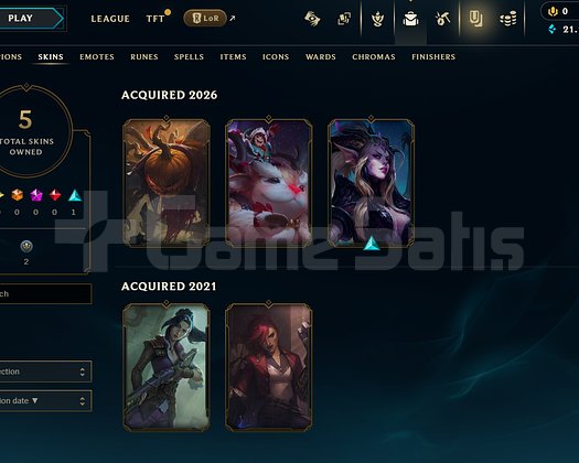 EUW Unranked | 5 Kostüm - 21K Mö | LoL Hesap