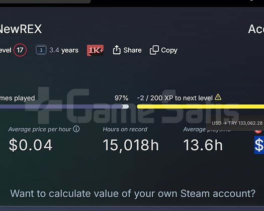 1098 OYUNLU DEGERI 133K CS PRIME + FACEIT KAYITSIZ