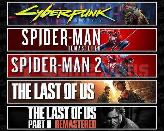 Cyberpunk + Spider 1 + Spider 2 + TLOU1 + TLOU2