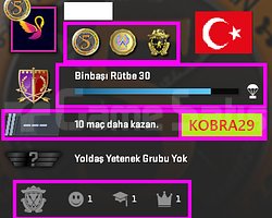TR HESAP+FACEİT+3 MADALYA 36 WİN 328 SAAT SEÇKİN