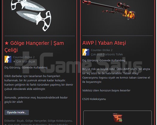 PRİME HESAP 12 LV Gölge Hançerler Şam Çeliği AWP Y