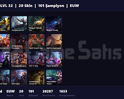 EUW / 32 LVL + 20 SKİN + UNRANKED !!
