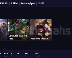 EUW / 35 LVL + 3 SKİN + UNRANKED !!