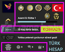 TR HESAP+FACEİT+6 MADALYA 290 WİN 783 SAAT SEÇKİN