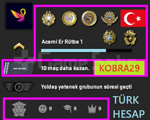 TR HESAP+FACEİT+6 MADALYA 290 WİN 783 SAAT SEÇKİN