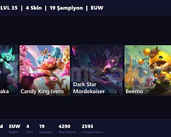 EUW / 35 LVL + 4 SKİN + FRESH + DERECESİZ !