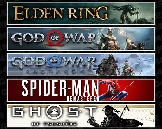 Elden + GOW + Ragnarök + Spider 1 + Tsushima