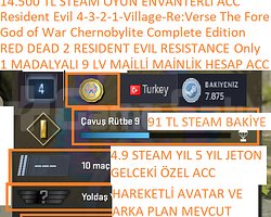 1 MADALYALI 9 LV RED DEAD 2 RESIDENT EVIL 4-3-2-1-