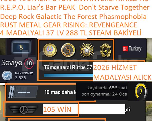 4 MADALYALI 37 LV 288 TL STEAM BAKİYELİ RUST Deep