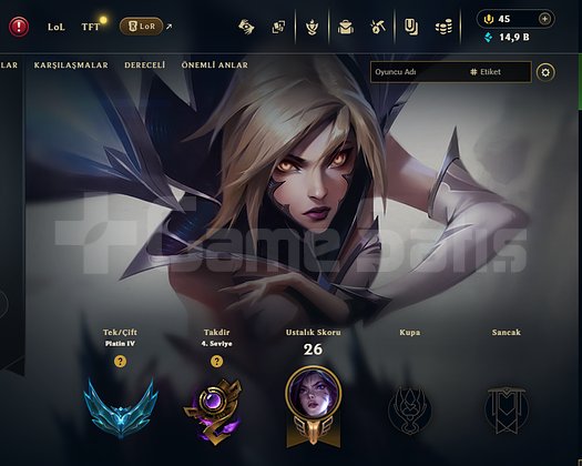 İG Kaisalı 58 wr  plat4 euw  +30 -10 hesap