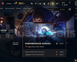 EUW 17 LEVEL HANDMADE MAIL ONAYSIZ SORAKA MF SKIN