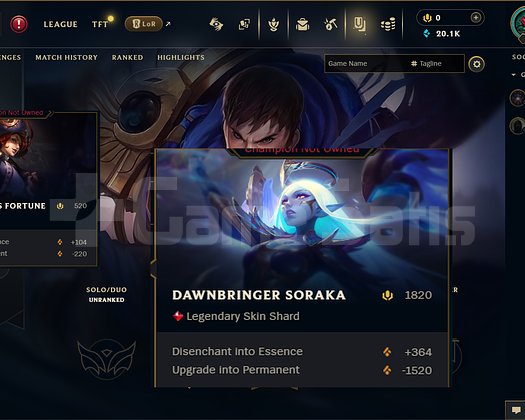 EUW 17 LEVEL HANDMADE MAIL ONAYSIZ SORAKA MF SKIN