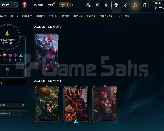 EUW Unranked | 4 Kostüm - 25K Mö | LoL Hesap
