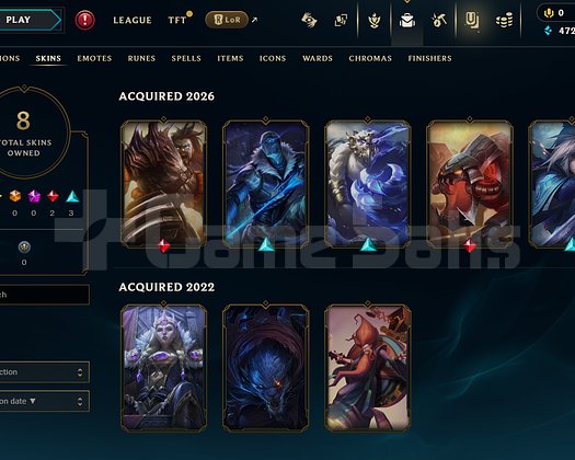 EUW Unranked | 8 Kostüm - 42 Hero | LoL Hesap