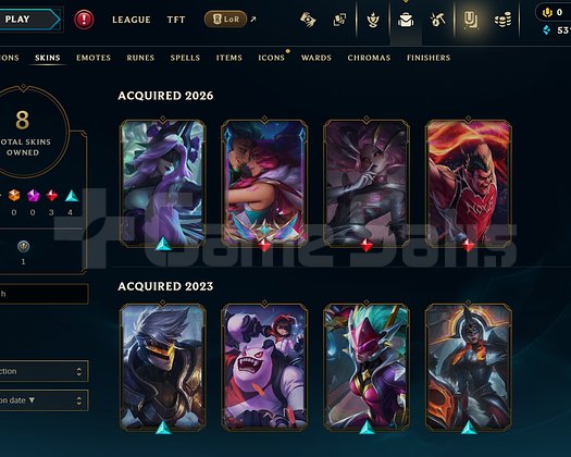 EUW Gold 4 | 8 Kostüm - 80 Hero | LoL Hesap