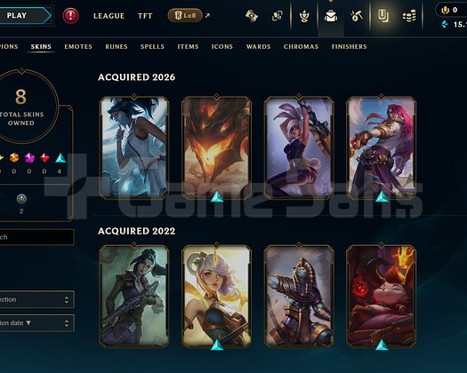 EUW Unranked | 8 Kostüm - 15K Mö | LoL Hesap