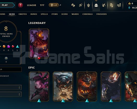 EUW Unranked | 8 Kostüm - 90 Hero | LoL Hesap