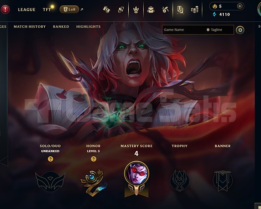 EUW Unranked | 4 Kostüm - 28 Hero | LoL Hesap