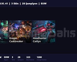 EUW / 41 LVL + 3 SKİN + UNRANKED !!