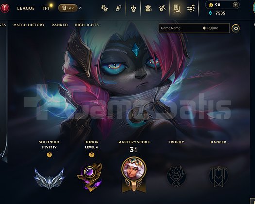 EUW Silver 4 | 7 Kostüm - 58 Hero | LoL Hesap