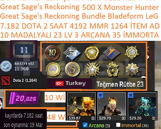 10 MADALYALI 23 LV 7.182 DOTA 2 4192 MMR 3 ARCANA