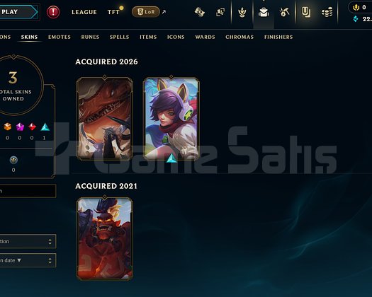 EUW Unranked | 3 Kostüm - 22K Mö | LoL Hesap