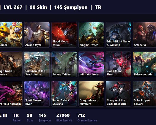 TR / 267 LVL + 98 SKİN + BRONZE III !!
