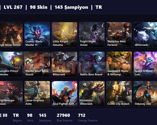 TR / 267 LVL + 98 SKİN + BRONZE III !!