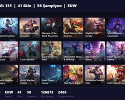 EUW / 135 LVL + 41 SKİN + SILVER I + MAİL ONAYSIZ